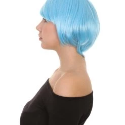 HPO Party Short Blue Womens Wig | Party Ready Fancy Cosplay Halloween Wig | Premium Breathable Capless Cap