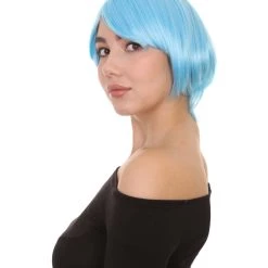 HPO Party Short Blue Womens Wig | Party Ready Fancy Cosplay Halloween Wig | Premium Breathable Capless Cap