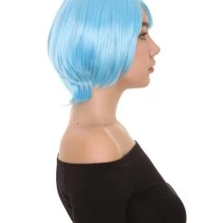 HPO Party Short Blue Womens Wig | Party Ready Fancy Cosplay Halloween Wig | Premium Breathable Capless Cap