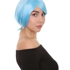 HPO Party Short Blue Womens Wig | Party Ready Fancy Cosplay Halloween Wig | Premium Breathable Capless Cap