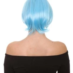 HPO Party Short Blue Womens Wig | Party Ready Fancy Cosplay Halloween Wig | Premium Breathable Capless Cap