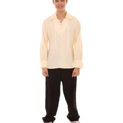 HPO Adult Men's Pirate Shirt Costume | Silver Halloween Costume