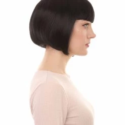 HPO Snow Princess Womens Wig | Black Bob Halloween Wig With Ribbon | Premium Breathable Capless Cap
