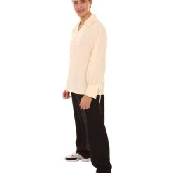 HPO Adult Men's Pirate Shirt Costume | Silver Halloween Costume
