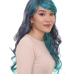 HPO Blended Two-Tone Long Wavy Womens Wig | Long Curly Cosplay Halloween Wig | Premium Breathable Capless Cap