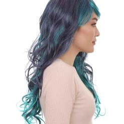 HPO Blended Two-Tone Long Wavy Womens Wig | Long Curly Cosplay Halloween Wig | Premium Breathable Capless Cap