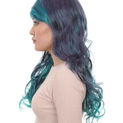 HPO Blended Two-Tone Long Wavy Womens Wig | Long Curly Cosplay Halloween Wig | Premium Breathable Capless Cap