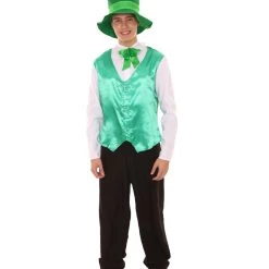 HPO Adult Men's Irish Leprechaun Costume | Green And Black Cosplay Costume