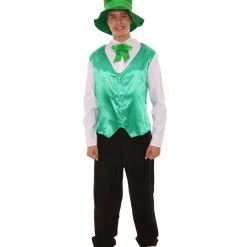 HPO Adult Men's Irish Leprechaun Costume | Green And Black Cosplay Costume