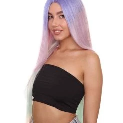 Adult Women's 32" Inch Extra Long Length Halloween Cosplay Rainbow Iridescent Unicorn Costume Wig, Synthetic Soft Fiber Hair, Perfect For Your Next Festival And Group Anime Party! | HPO