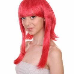 Adult Women's 17" Inch Medium Length Halloween Animated Video Game Annie Costume Wig With Bangs, Synthetic Soft Fiber Hair, Perfect For Your Next Conventiton And Group Anime Party! | HPO