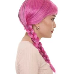 HPO Adult Womens Double Braid Wig | Pink & Black Celebrity Wig | Premium Breathable Capless Cap Men's