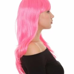 HPO Men's Long Pink Womens Wig | Fancy Party Event Ready Halloween Wig | Premium Breathable Capless Cap