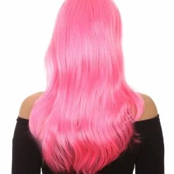 HPO Men's Long Pink Womens Wig | Fancy Party Event Ready Halloween Wig | Premium Breathable Capless Cap