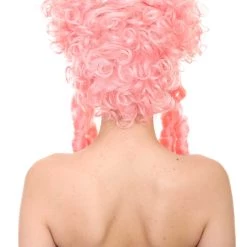 HPO Womens Colonial Lady With Blue Lece Wig | Pink Historical Wigs | Premium Breathable Capless Cap Women's