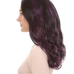 HPO Men's Superhero Womens Wig | Black Purple Sexy Cosplay Party Wig | Premium Breathable Capless Cap