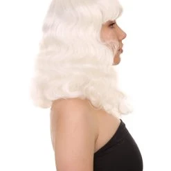 HPO Celebrity Womens Wig | Pop Singer Celebrity White Fancy Party Event Ready Halloween Wig | Premium Breathable Capless Cap Men's