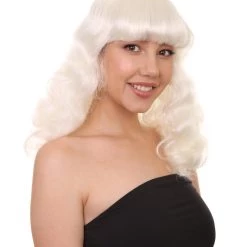 HPO Celebrity Womens Wig | Pop Singer Celebrity White Fancy Party Event Ready Halloween Wig | Premium Breathable Capless Cap Men's