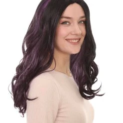 HPO Men's Superhero Womens Wig | Black Purple Sexy Cosplay Party Wig | Premium Breathable Capless Cap