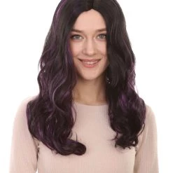 HPO Men's Superhero Womens Wig | Black Purple Sexy Cosplay Party Wig | Premium Breathable Capless Cap