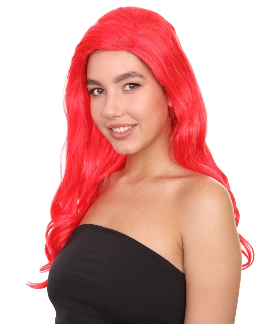 Adult Women's 21" Inch Long Length Halloween Sexy American Pop Star Costume Wig, Synthetic Soft Fiber Red Wine Cabernet Hair, Perfect For Parties And Festivals | HPO