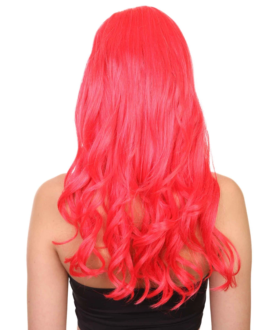 Adult Women's 21" Inch Long Length Halloween Sexy American Pop Star Costume Wig, Synthetic Soft Fiber Red Wine Cabernet Hair, Perfect For Parties And Festivals | HPO