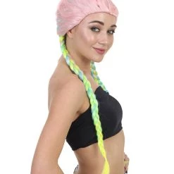 HPO Celebrity Inspired Womens Boxer Braid Wig | Cotton Candy Rainbow Celebrity Wig | Premium Breathable Capless Cap