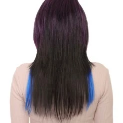 HPO Hard Rockin Witch Tri-Color Womens Wig | Gothic Blue Purple Fancy Halloween Wig | Premium Breathable Capless Cap Women's