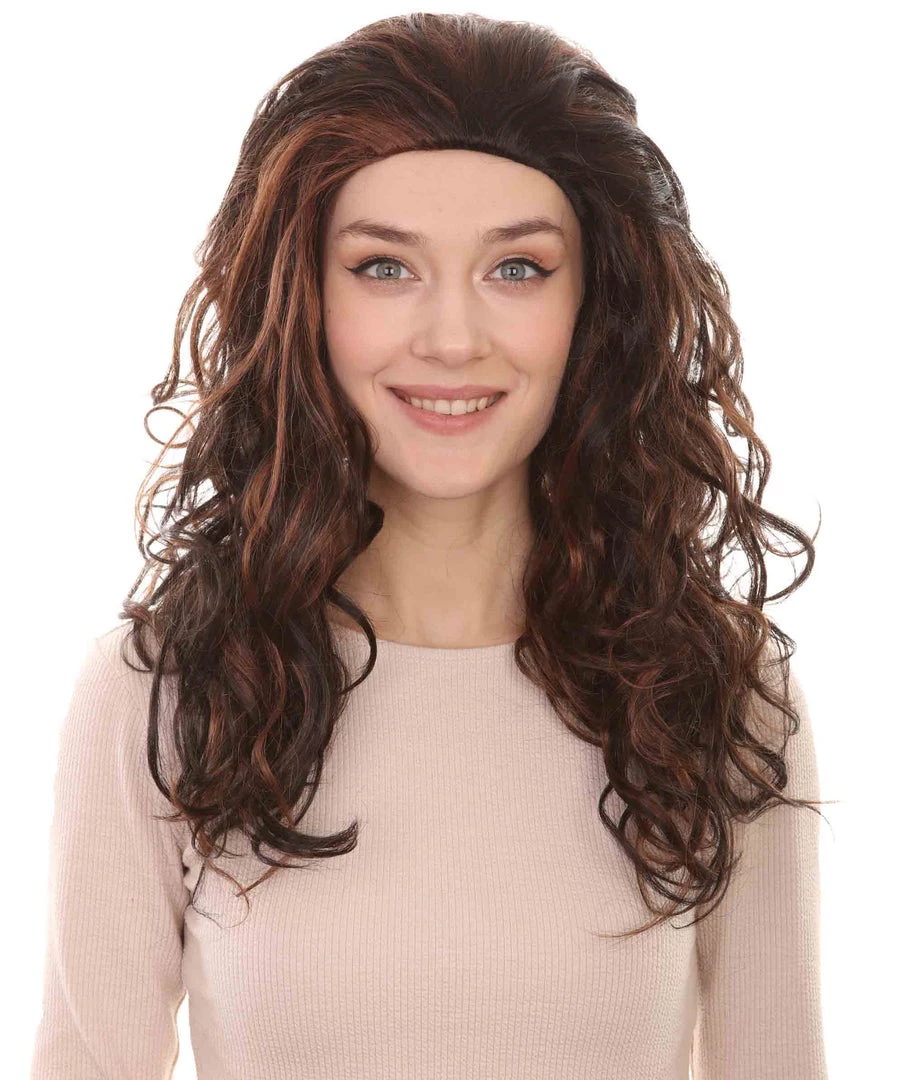HPO Superstar Dark Brown Long Wavy Womens Wig | All Back Natural Looking Wig | Premium Breathable Capless Cap Women's