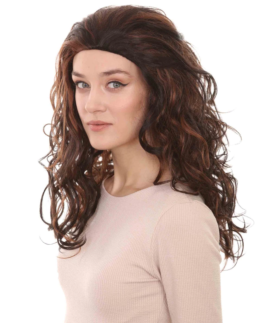 HPO Superstar Dark Brown Long Wavy Womens Wig | All Back Natural Looking Wig | Premium Breathable Capless Cap Women's