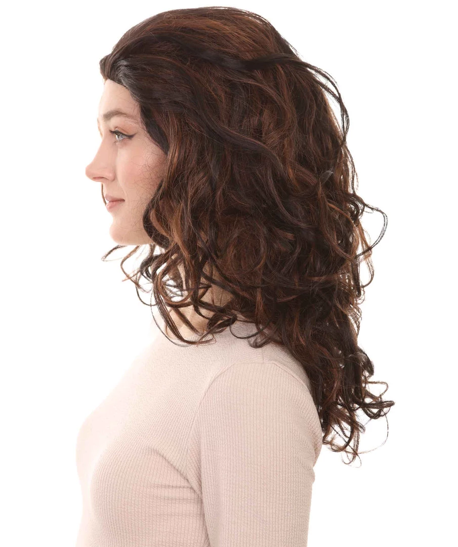 HPO Superstar Dark Brown Long Wavy Womens Wig | All Back Natural Looking Wig | Premium Breathable Capless Cap Women's