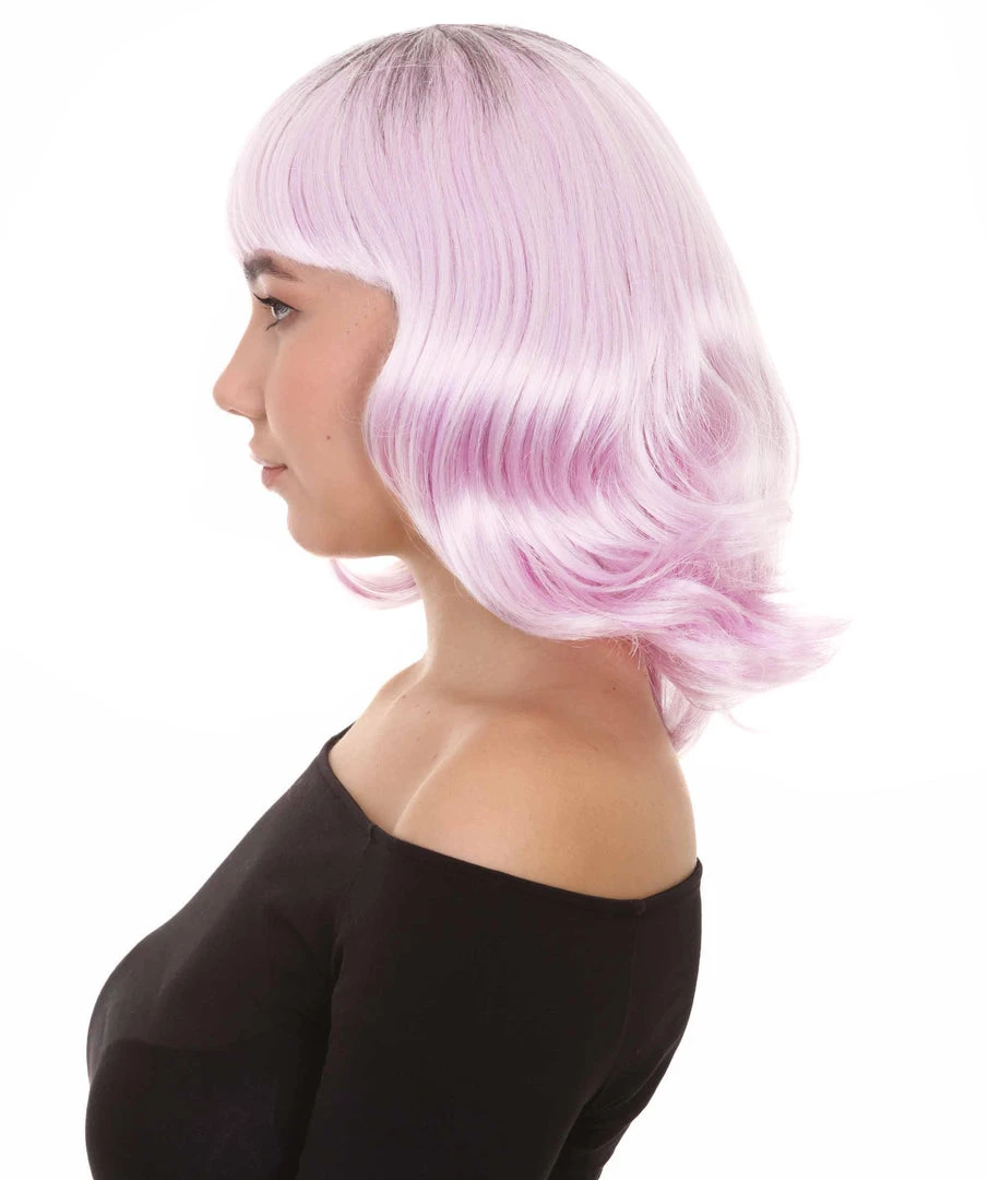 HPO Fashion Curly Womens Wig | Fancy White Medium Wavy Cosplay Halloween Wig | Premium Breathable Capless Cap Women's