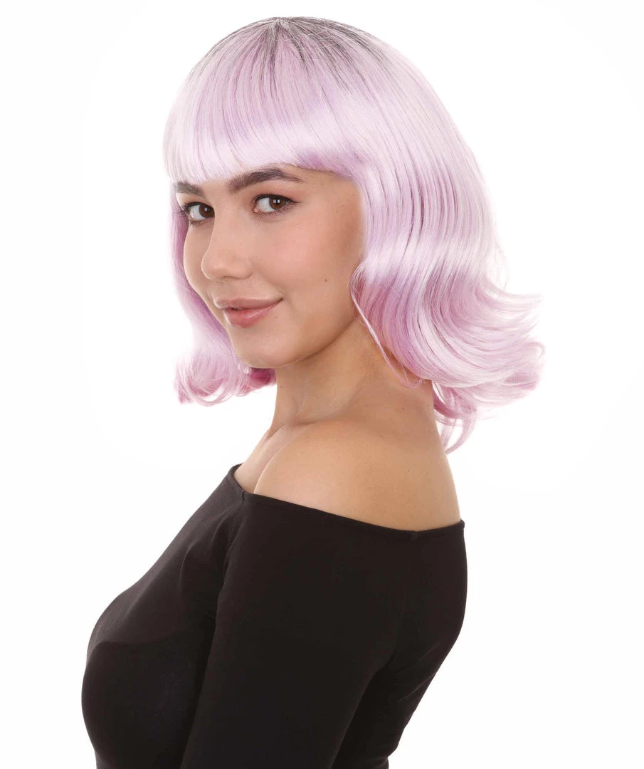 HPO Fashion Curly Womens Wig | Fancy White Medium Wavy Cosplay Halloween Wig | Premium Breathable Capless Cap Women's