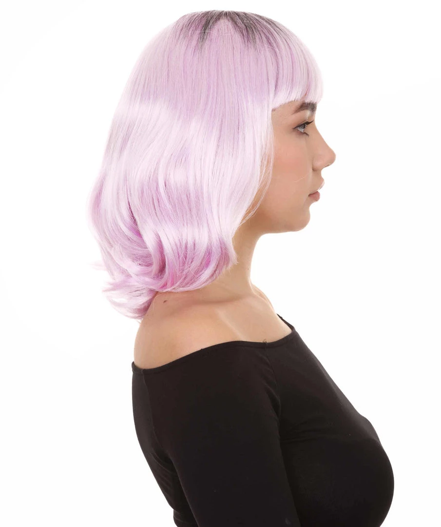 HPO Fashion Curly Womens Wig | Fancy White Medium Wavy Cosplay Halloween Wig | Premium Breathable Capless Cap Women's