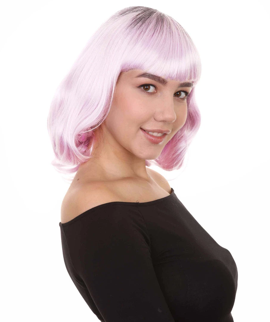 HPO Fashion Curly Womens Wig | Fancy White Medium Wavy Cosplay Halloween Wig | Premium Breathable Capless Cap Women's