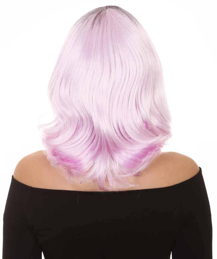 HPO Fashion Curly Womens Wig | Fancy White Medium Wavy Cosplay Halloween Wig | Premium Breathable Capless Cap Women's