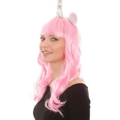 HPO Womens Unicorn Horn And Ears Wig | Pink Unicorn Wigs | Premium Breathable Capless Cap