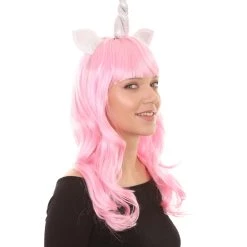 HPO Womens Unicorn Horn And Ears Wig | Pink Unicorn Wigs | Premium Breathable Capless Cap