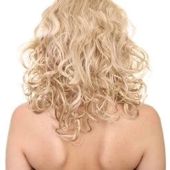 HPO Blonde Curly Womens Wig | Glomour Station Cosplay Halloween Wig | Premium Breathable Capless Cap