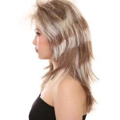 HPO Rockin Diva Tinsel Stripe Women's Wig | Blonde Mullet TV/Movie Wig | Premium Breathable Capless Cap