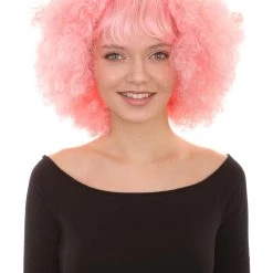 HPO Women's Short Pink Cute Curly Wavy Wig | Party Ready Fancy Cosplay Halloween Wig | Premium Breathable Capless Cap