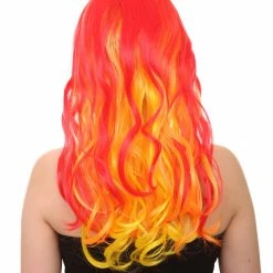 HPO Flame Womens Wig | Fancy Stage Appropriate Fire Orange Event Wig | Premium Breathable Capless Cap Men's