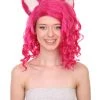 Adult Women's 16" Inch Medium Length Wavy Barbie Costume Wig, Synthetic Soft Fiber Hair With Cat Ears | HPO
