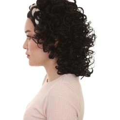 HPO Greek Goddess Womens Wig | Long Black Curly Wig | Premium Breathable Capless Cap