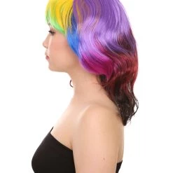 HPO Sweet Candy Womens Wig | Multicolor Sexy Cosplay Party Halloween Wig | Premium Breathable Capless Cap Women's