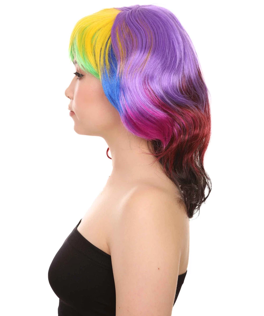 HPO Sweet Candy Womens Wig | Multicolor Sexy Cosplay Party Halloween Wig | Premium Breathable Capless Cap Women's