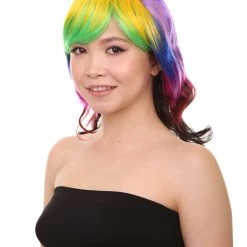 HPO Sweet Candy Womens Wig | Multicolor Sexy Cosplay Party Halloween Wig | Premium Breathable Capless Cap Women's