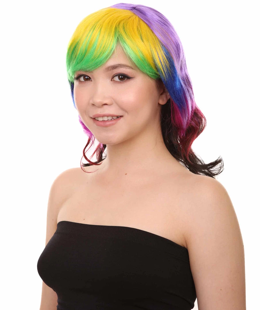 HPO Sweet Candy Womens Wig | Multicolor Sexy Cosplay Party Halloween Wig | Premium Breathable Capless Cap Women's