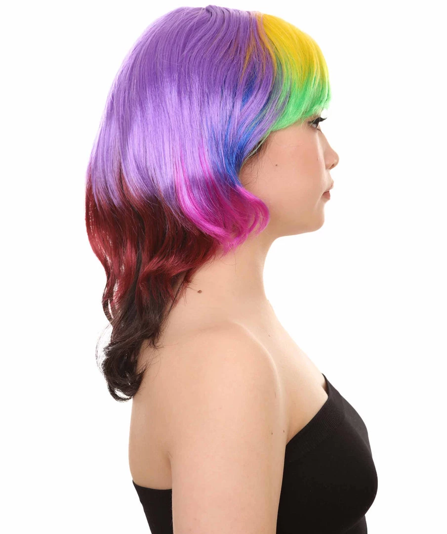 HPO Sweet Candy Womens Wig | Multicolor Sexy Cosplay Party Halloween Wig | Premium Breathable Capless Cap Women's