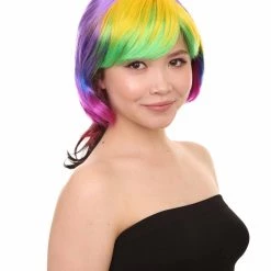 HPO Sweet Candy Womens Wig | Multicolor Sexy Cosplay Party Halloween Wig | Premium Breathable Capless Cap Women's
